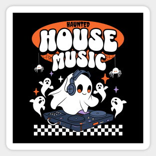 HOUSE MUSIC  -  Haunted Ghost DJ (white) Sticker